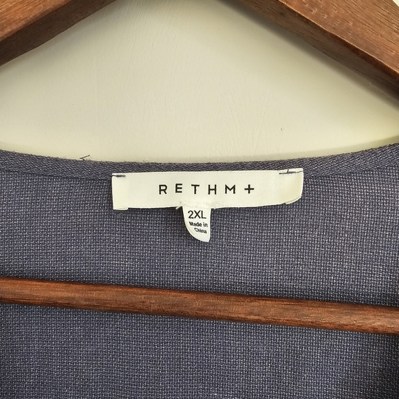 Chambray Eyelet Lace Ruggle Boho Loose Fit Peasant Blouse Western Rodeo Rayon - Picture 4 of 7